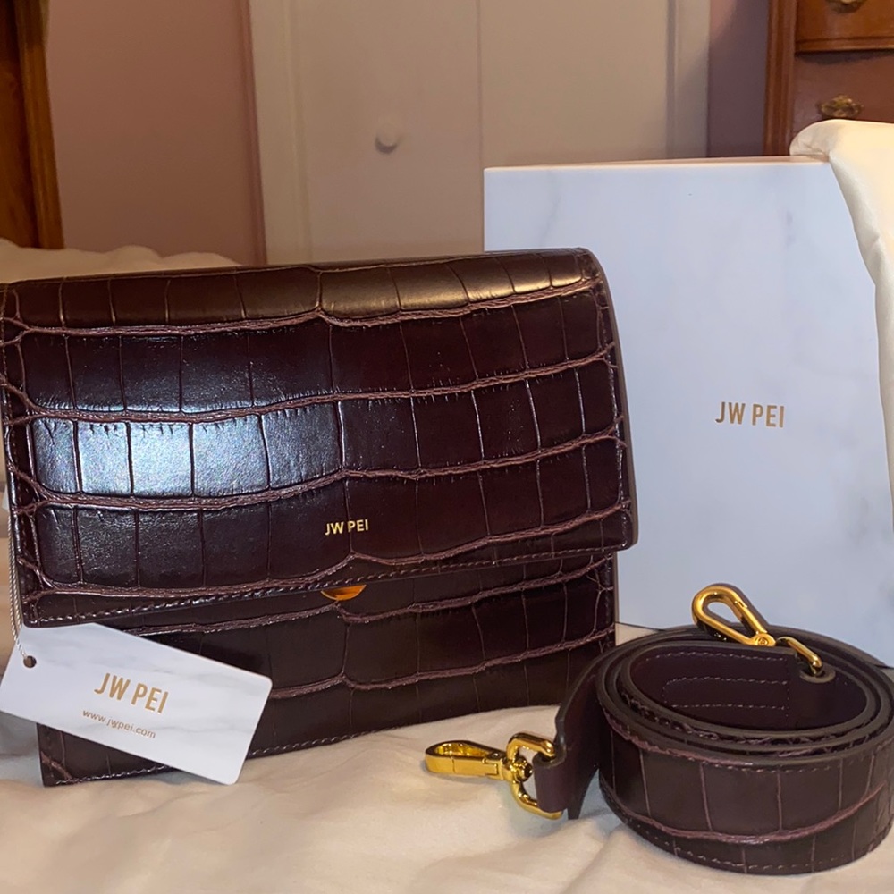 BRAND NEW JW PEI Mini Flap Bag - Brown Croc